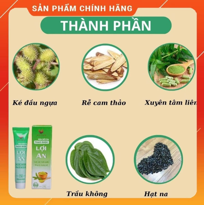 Thành phần của kem bôi da Lợi An gồm những gì? 